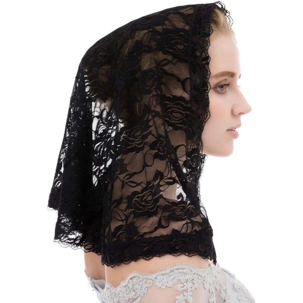 Black Lace Mantilla Head Scarf